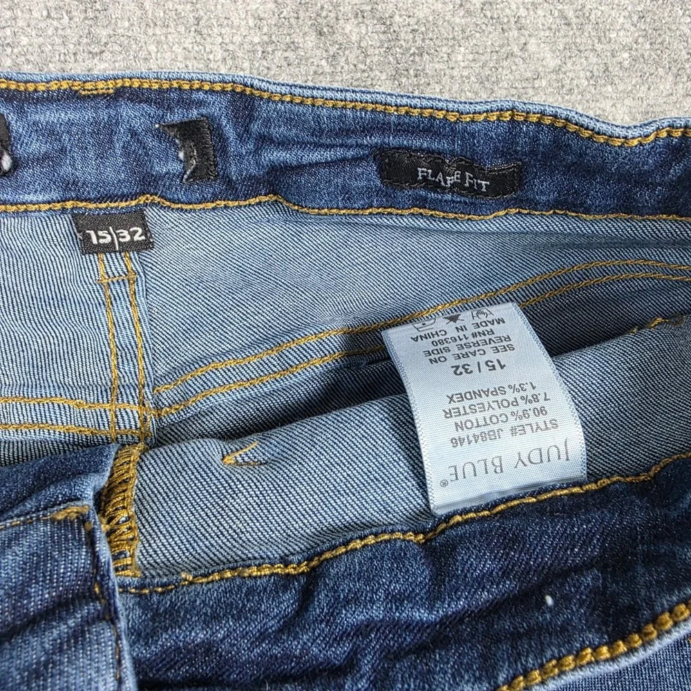 Judy Blue Flare Stretch Jeans Womens 15/32 Blue Cotton Blend High Rise 70s Style